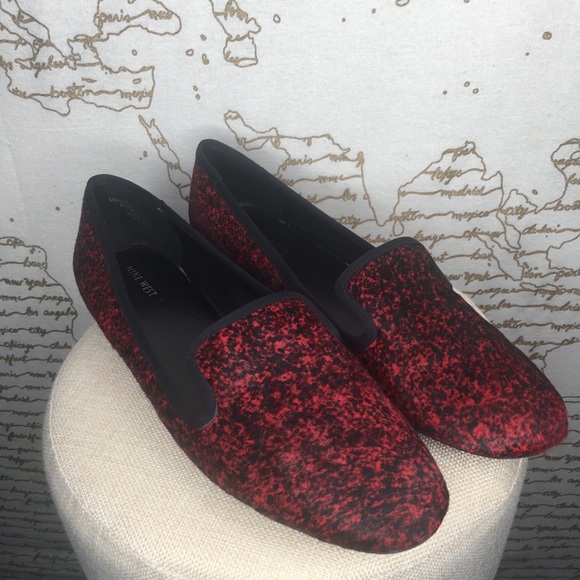 Nine West Size 11 Red Calf Hair Leather Flats - Picture 4 of 15
